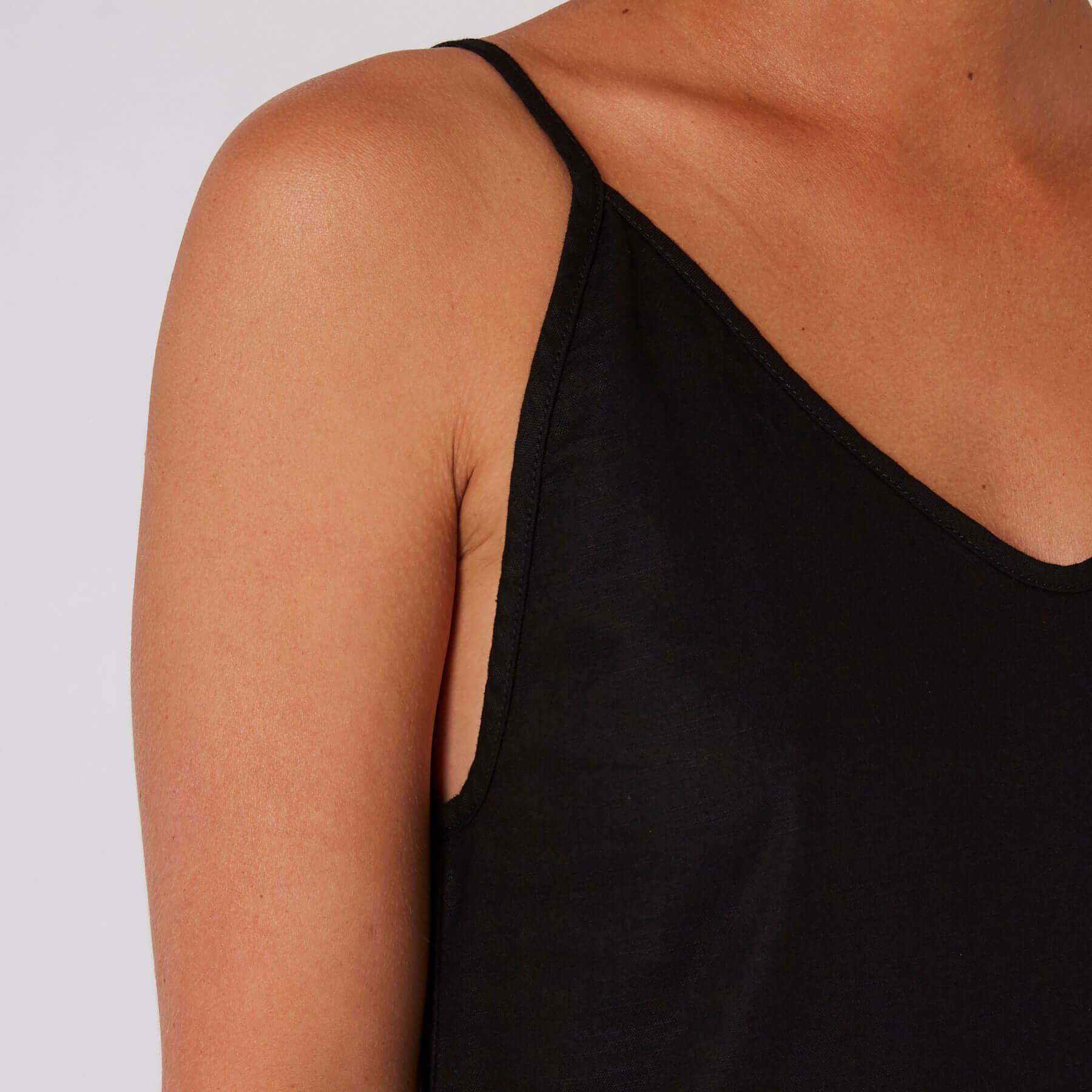Linen Slip Dress - Black