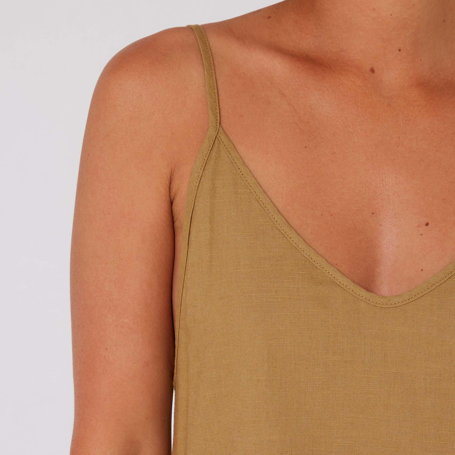 Linen Slip Dress - Kelp