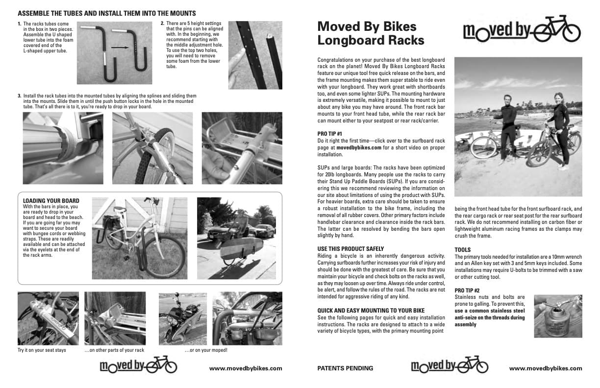 Moved by Bikes (MBB) Longboard Bike Rack Instructions page 1