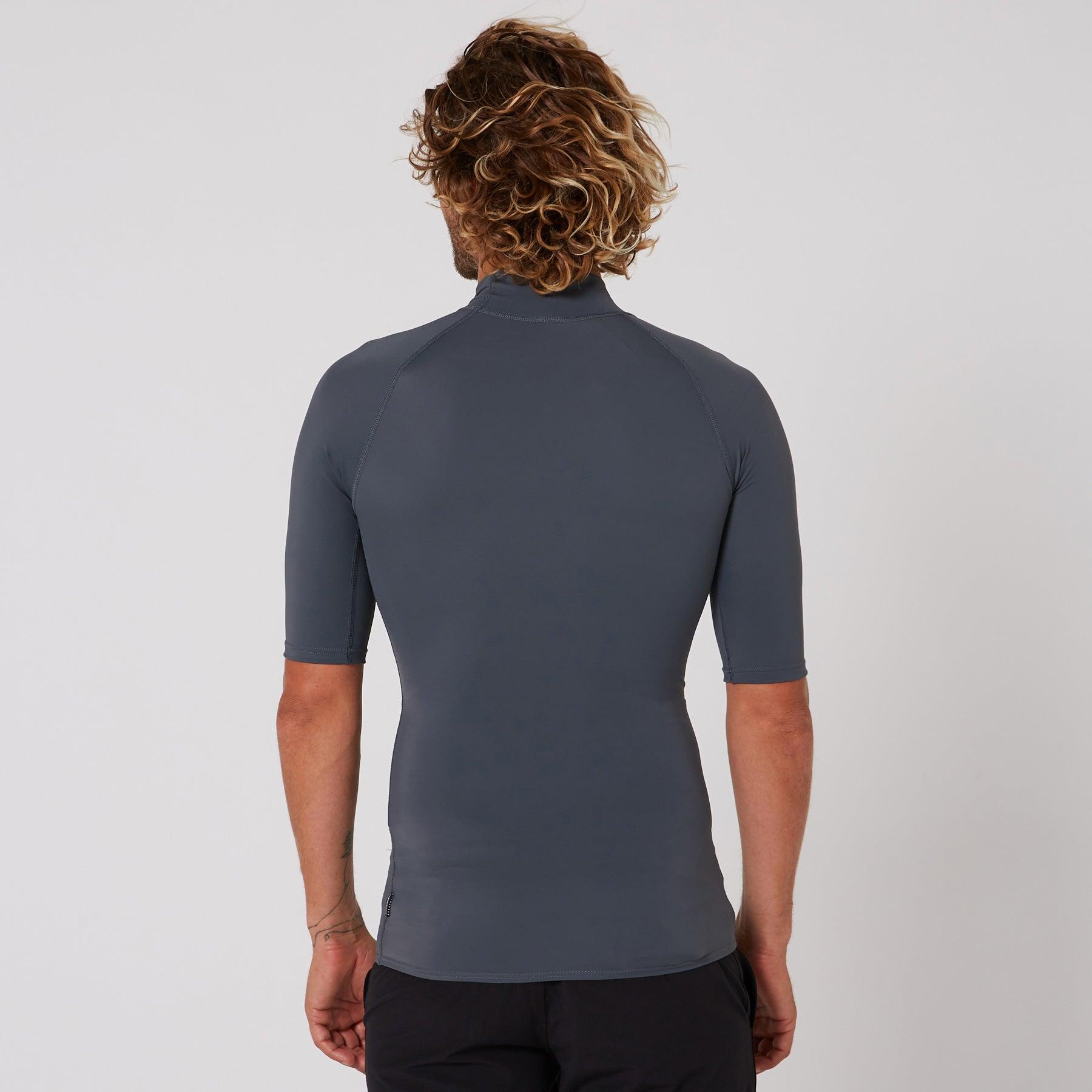 Mens Script Short Sleeve Rash Shirt - Charcoal