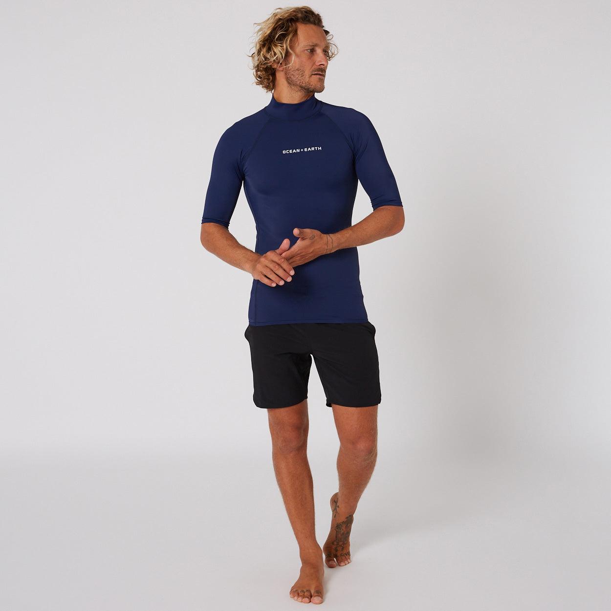 Mens Script Short Sleeve Rash Shirt - Midnight Ink