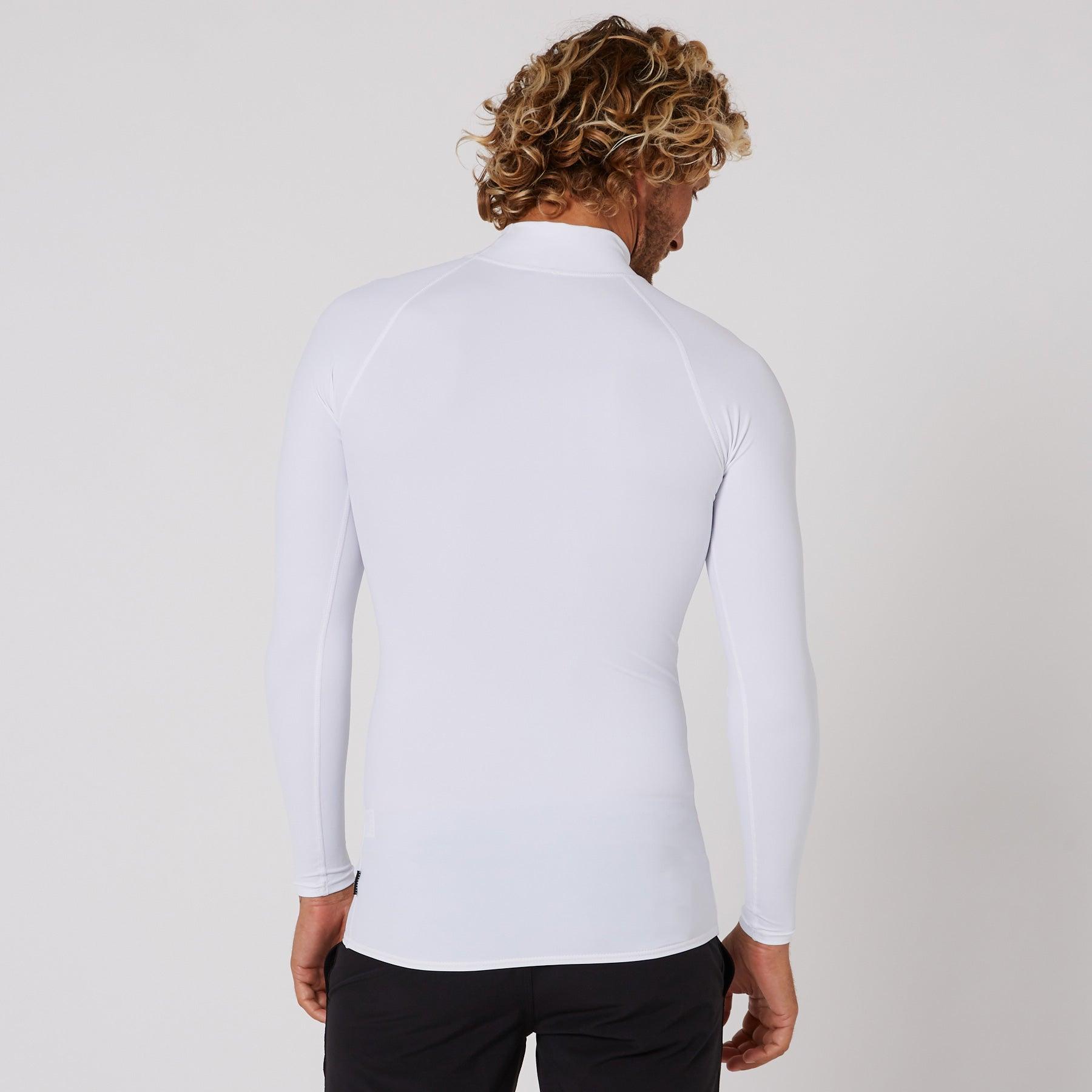 Ocean and Earth Mens Script Rash Long Sleeve Rash Shirt - White 