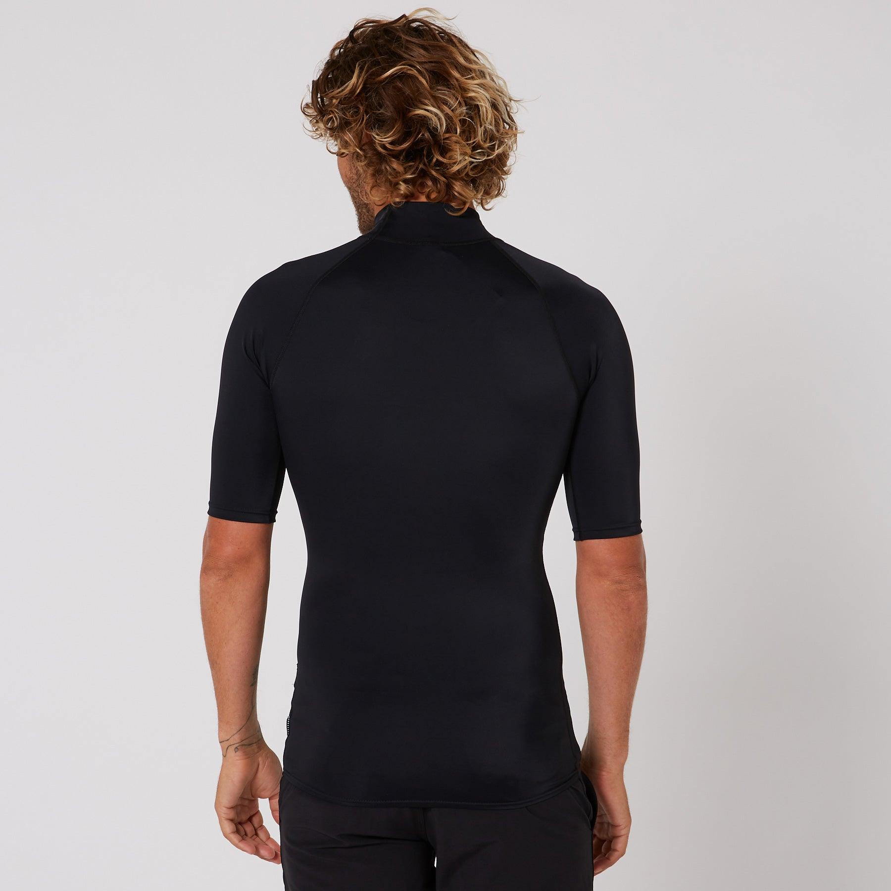 Ocean and Earth Mens Script Short Sleeve Rash Shirt - Black