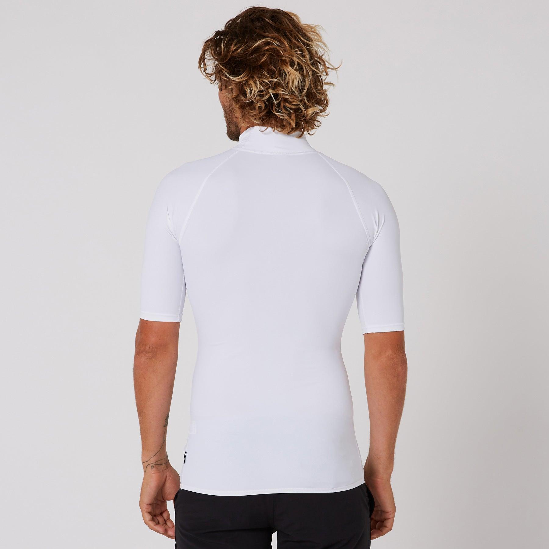 Ocean and Earth Mens Script Short Sleeve Rash Shirt - White