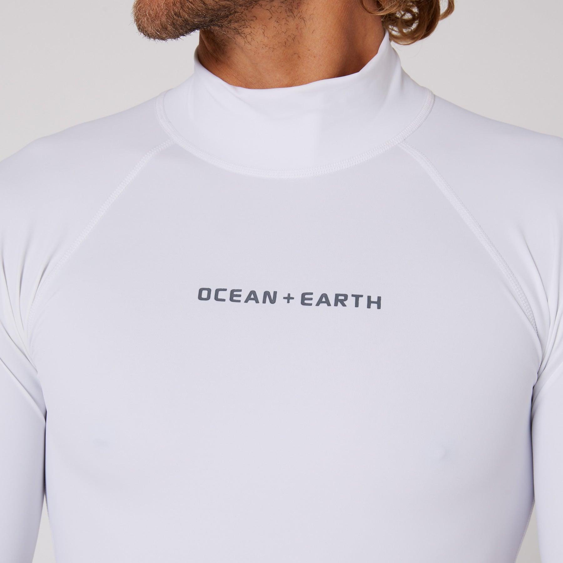 Ocean and Earth Mens Script Short Sleeve Rash Shirt - White