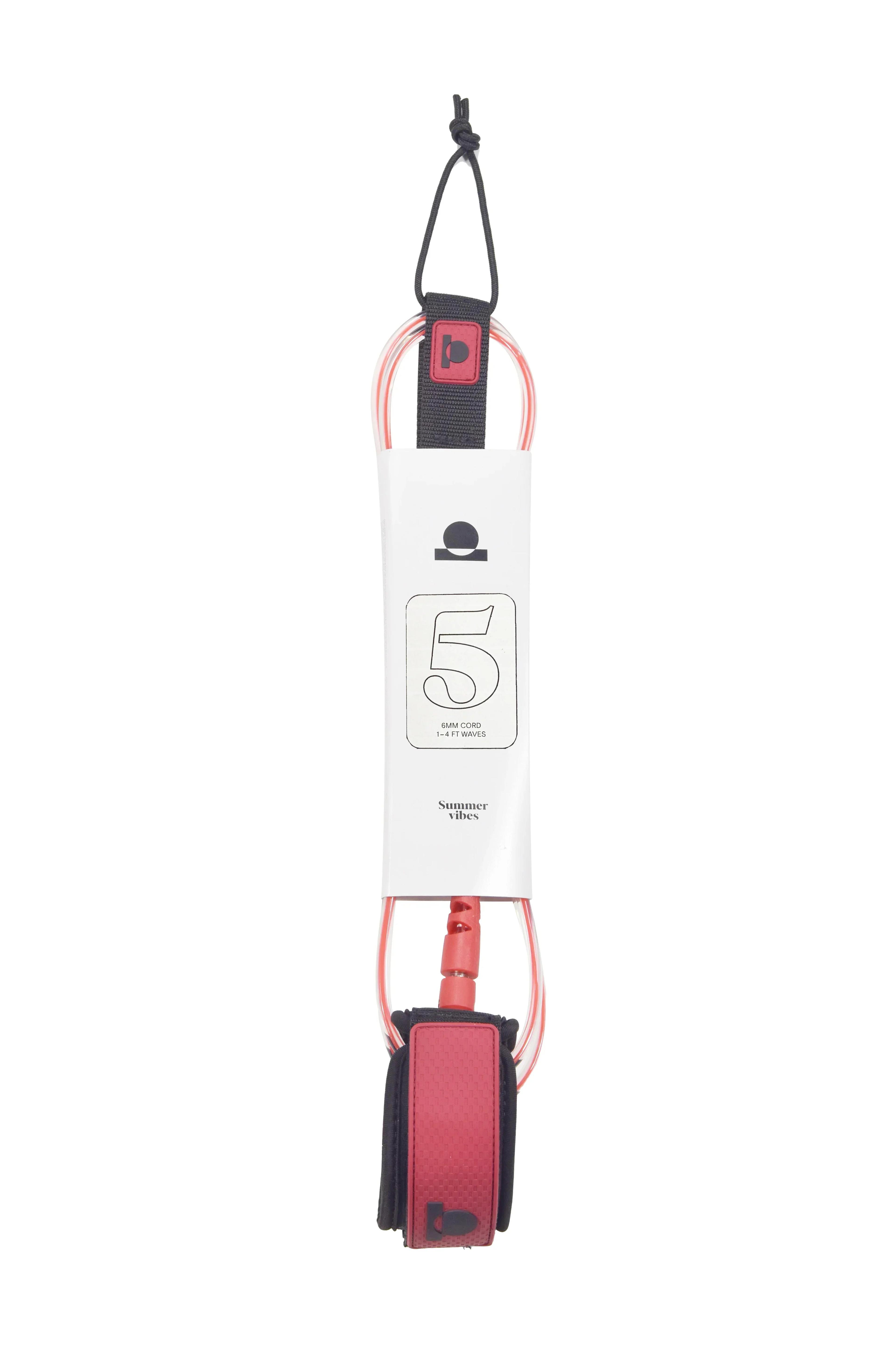Summer vibes Session 5ft Surfboard Leash Leg rope - Red Clear - Summer vibes