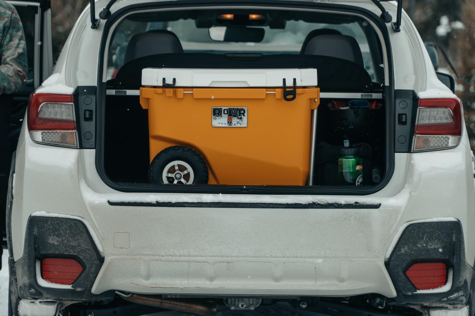 ROVR RollR 60 Cooler - Magic Hour in trunk of car