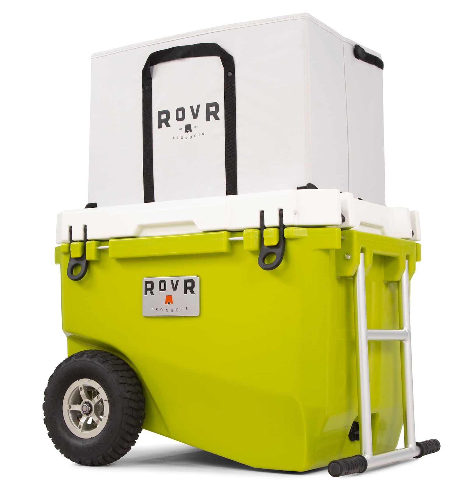 ROVR RollR 60 Cooler - Moss with bag front right view