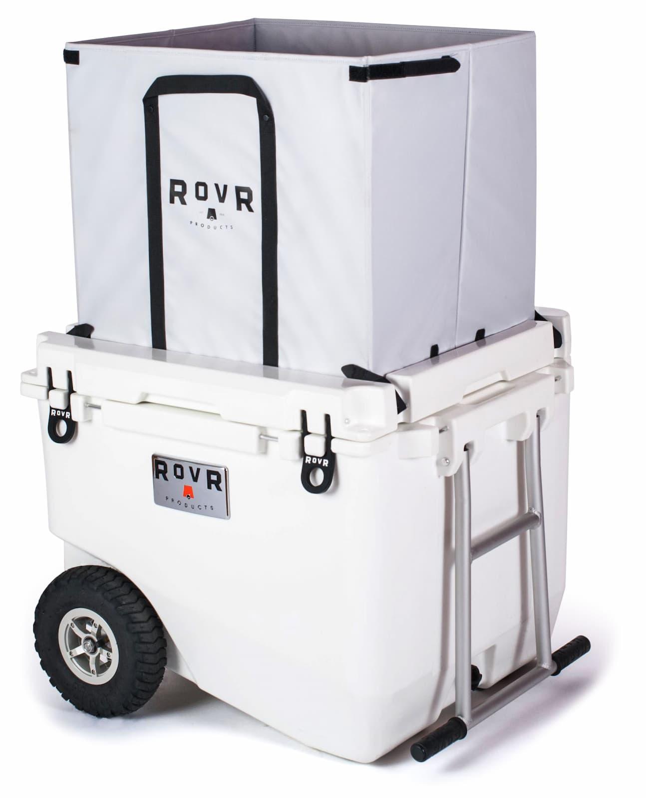 ROVR RollR 80 Cooler - Powder with bag front right angle