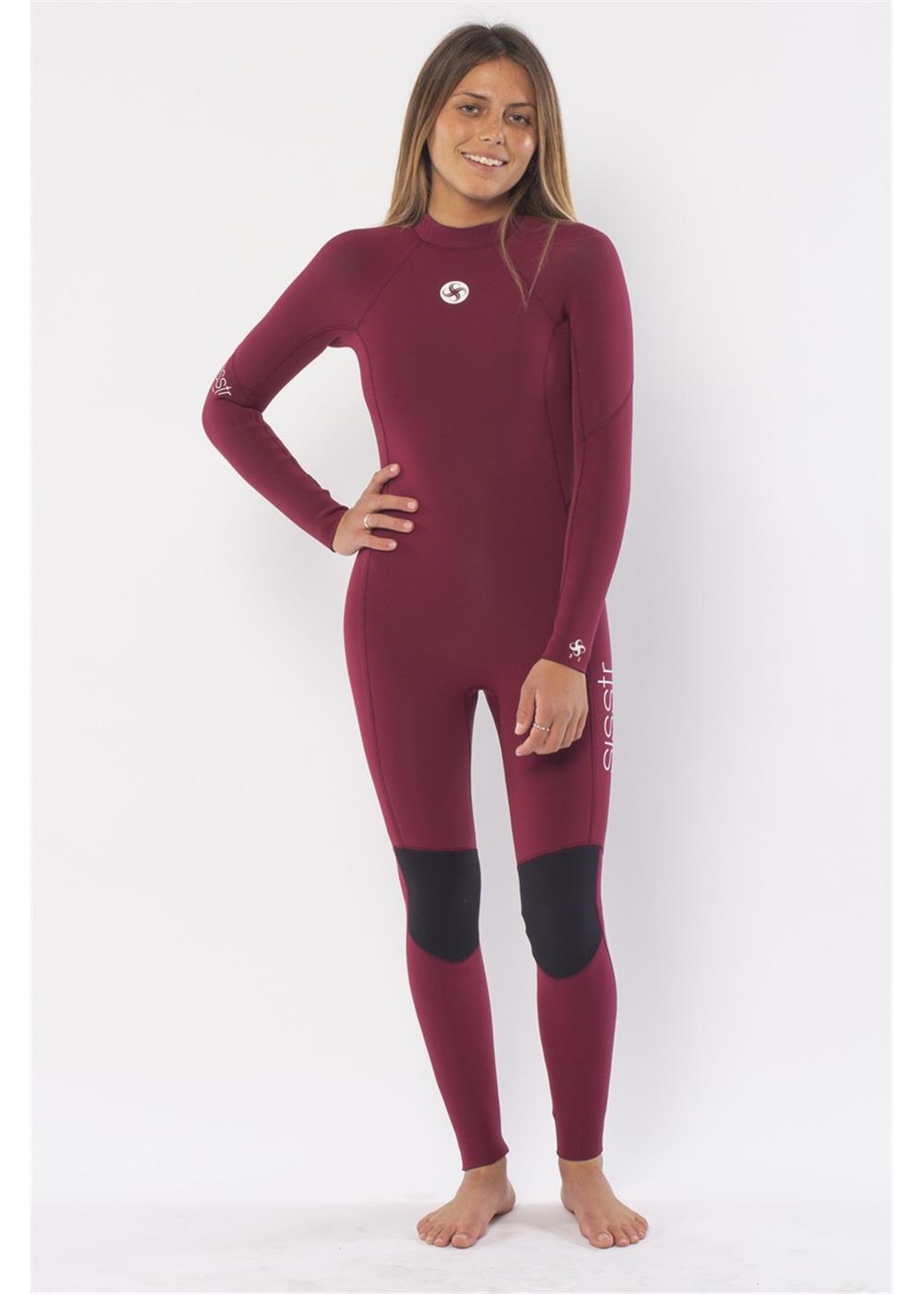 Sisstr Girl's 7 Seas 3/2 Back Zip Wetsuit - Wine front