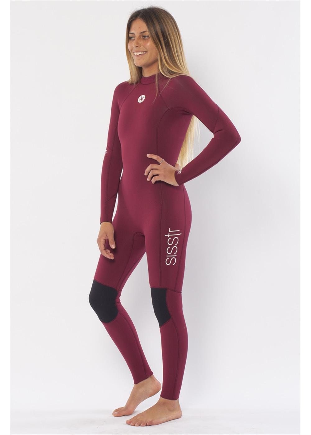 Sisstr Girl's 7 Seas 3/2 Back Zip Wetsuit - Wine side