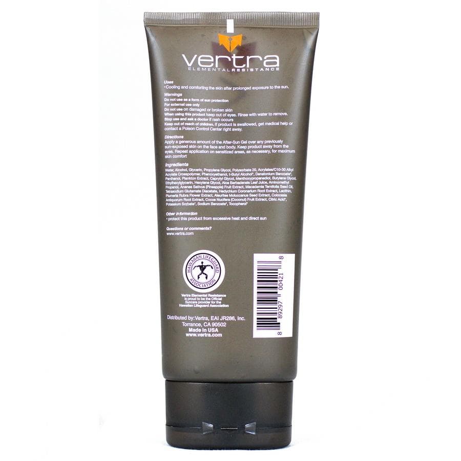 Vertra After Sun Care Gel back ingredients