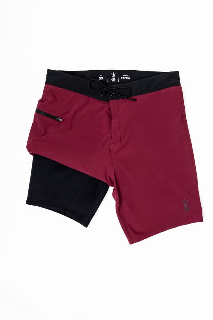 Wetsuit Lined Boardshorts Mariner Maroon Mens Drifties