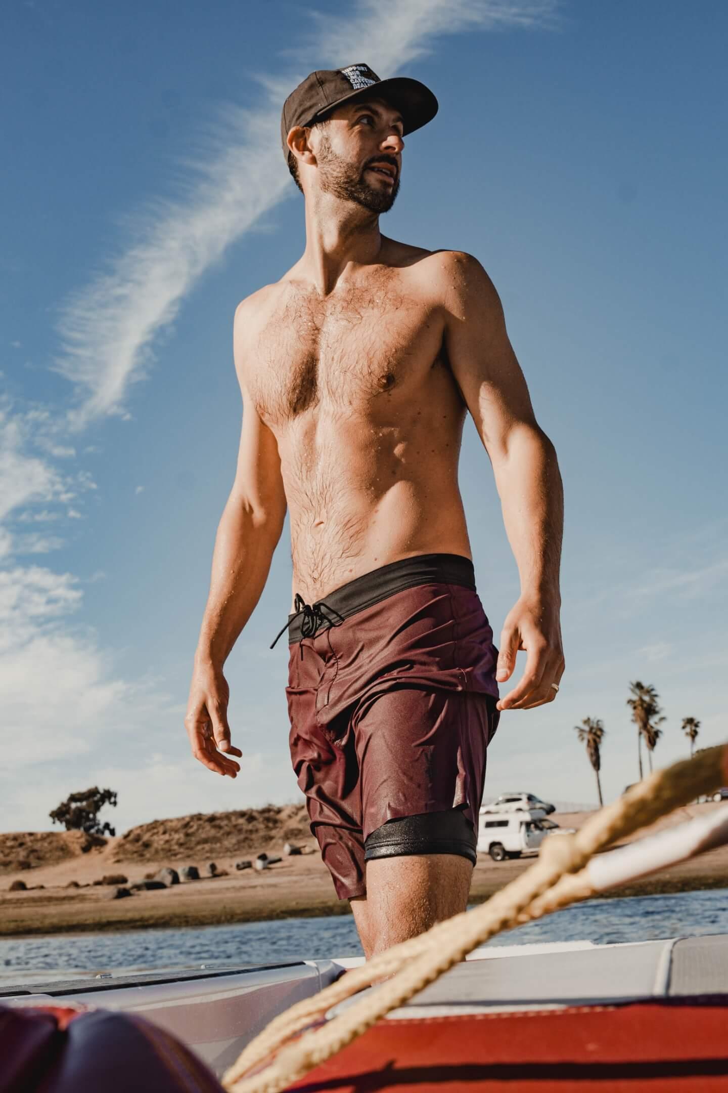 Wetsuit Lined Boardshorts Mariner Maroon Mens Drifties
