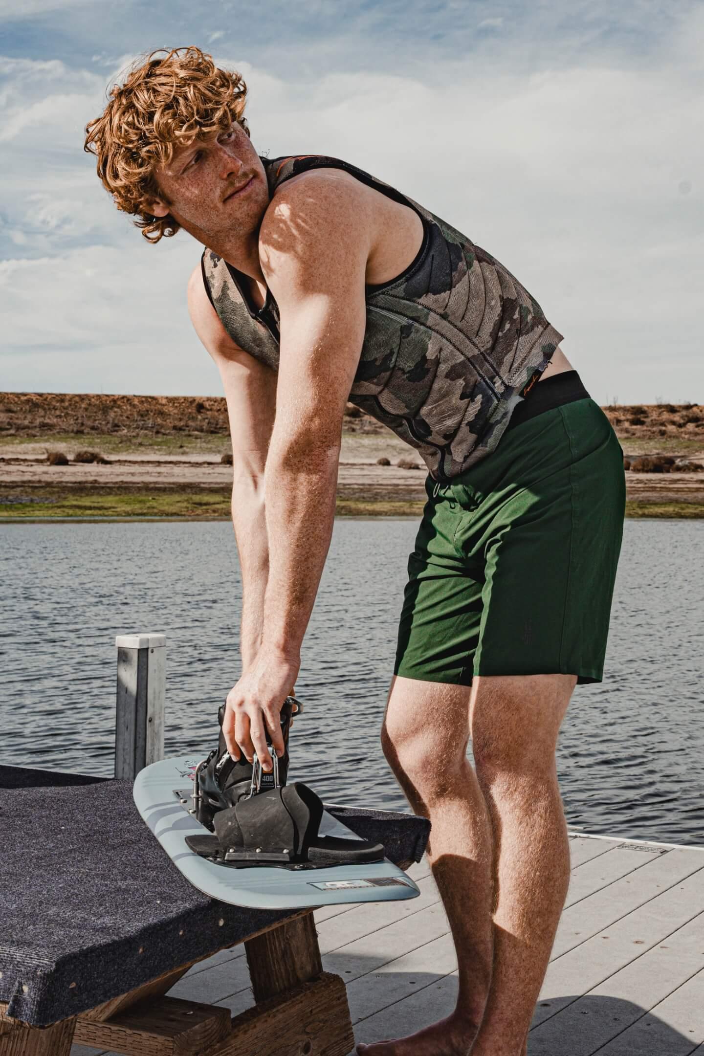Wetsuit Lined Boardshorts Torrey Pine Green Mens Drifties