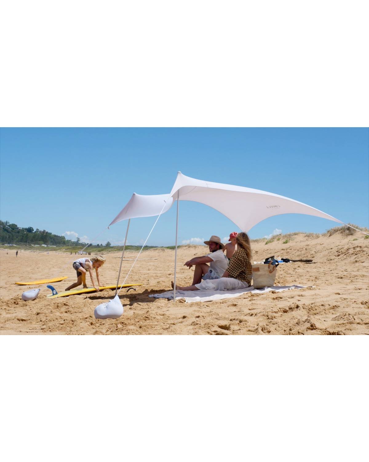 Family Size Wave Break Beach Tent - Light Grey 