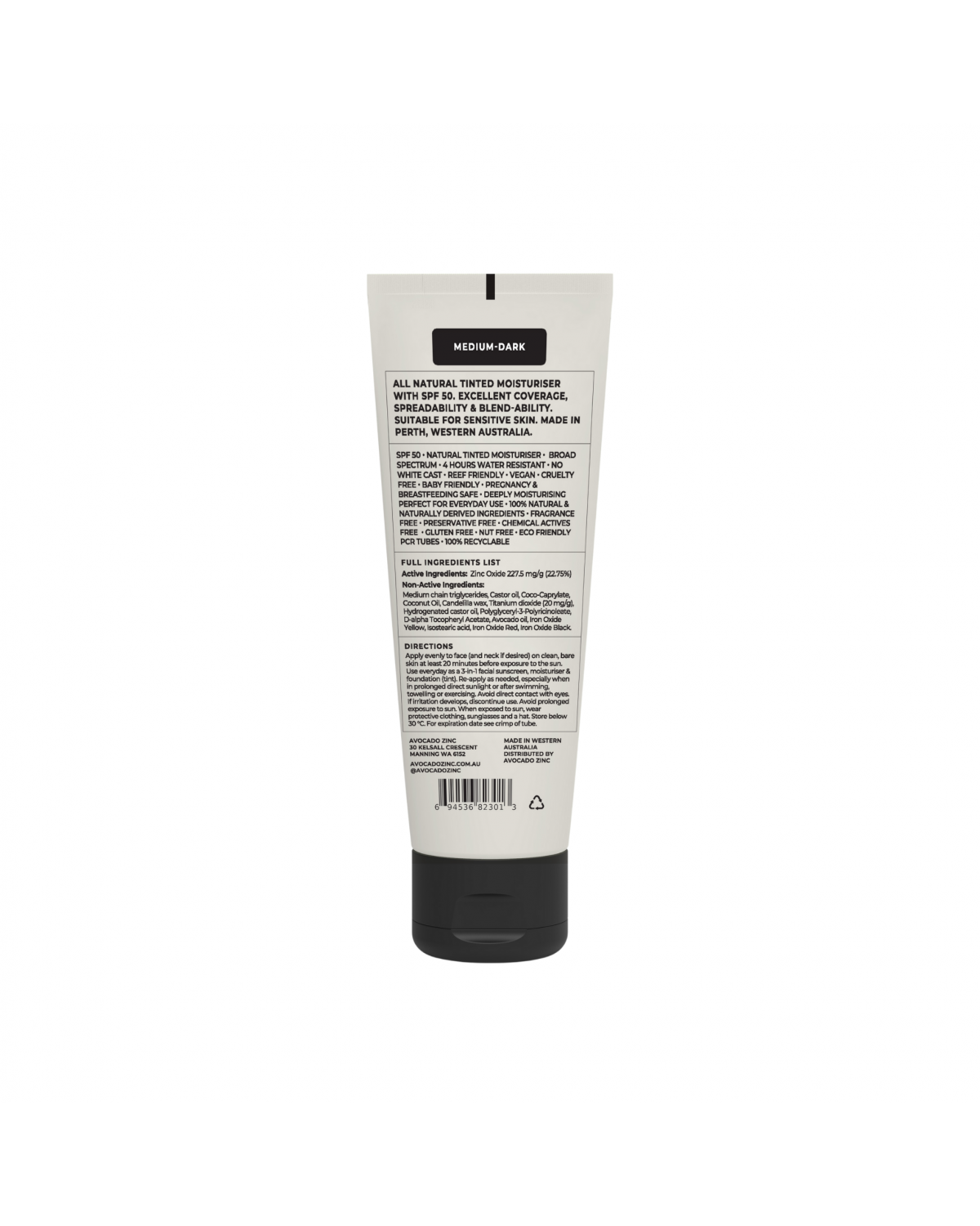 Avocado Zinc SPF 50 Natural Tinted Moisturiser - Medium/Dark