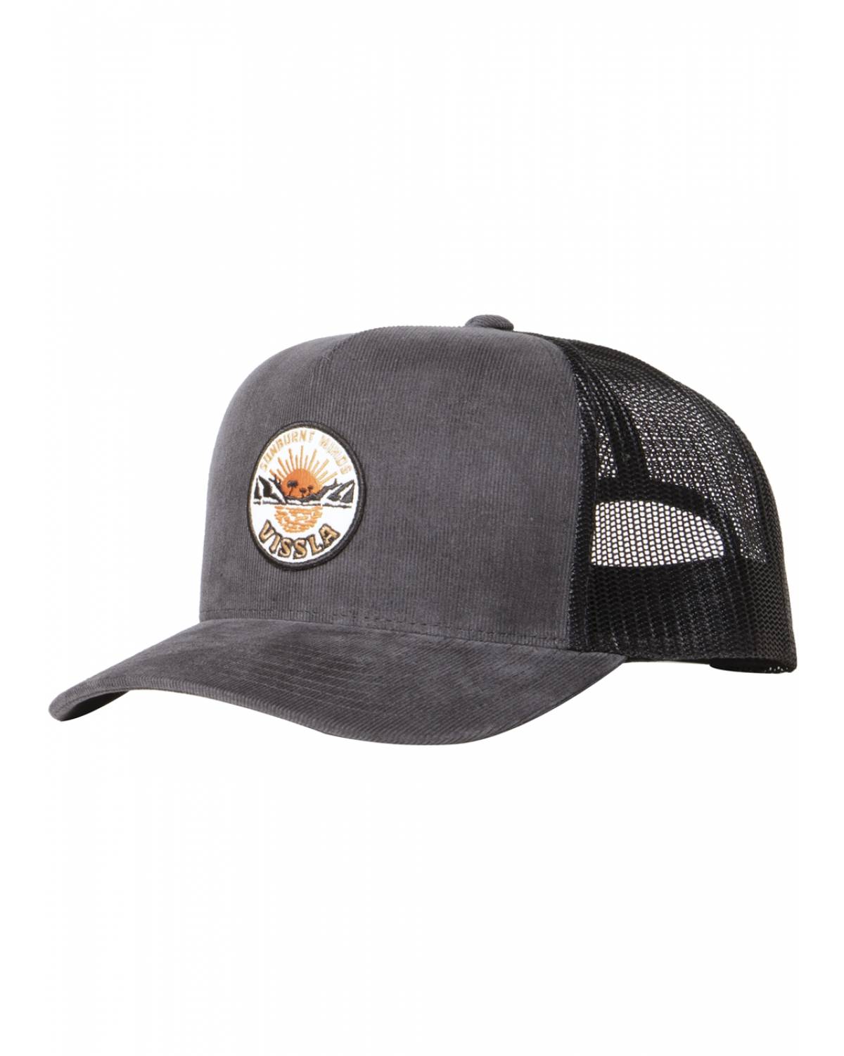Vissla Sunrise Vibes Corduroy Eco Trucker Hat - Black front