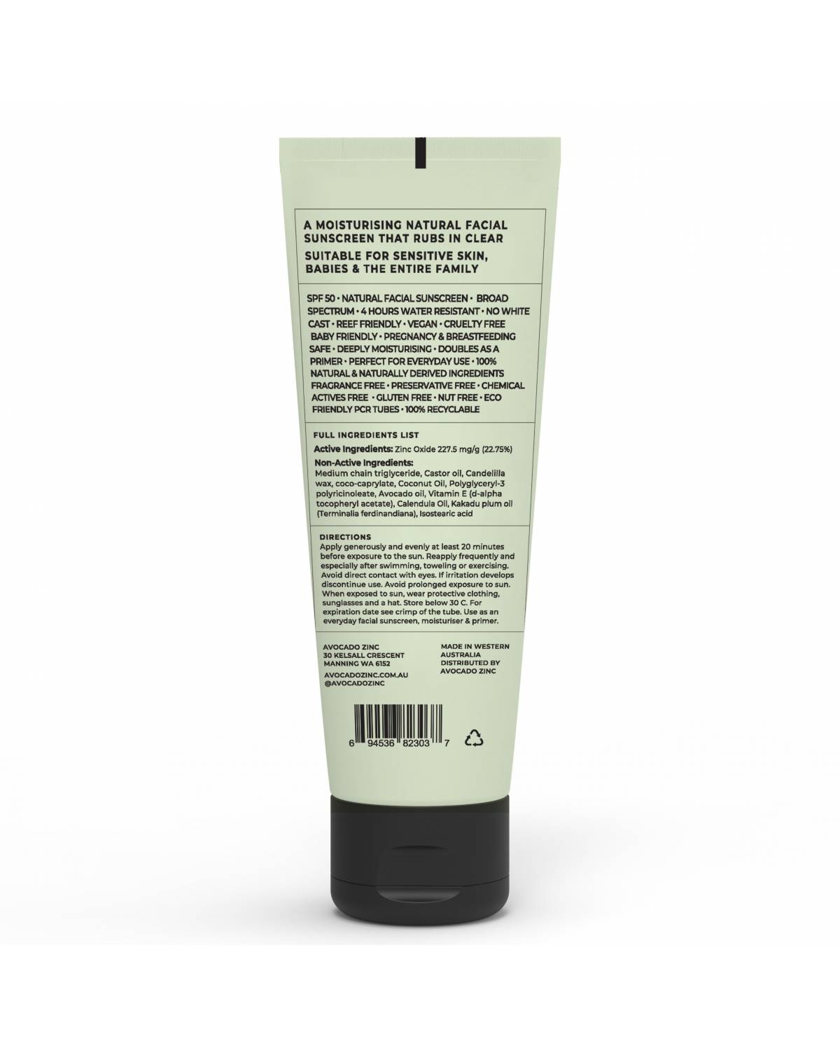 Avocado Zinc SPF 50 Natural Physical Sunscreen