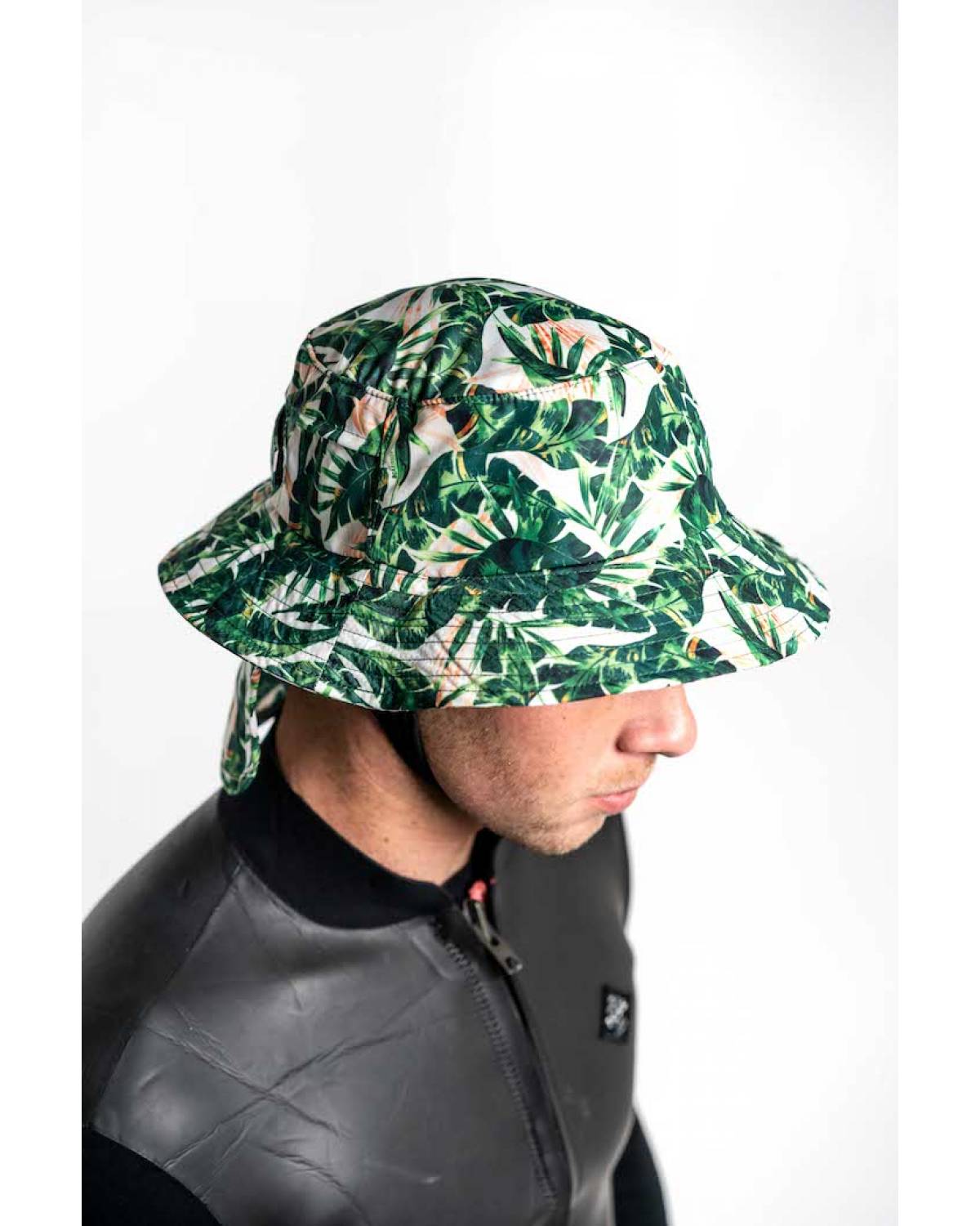 Boardsox Green Leaf Surf Hat top on model