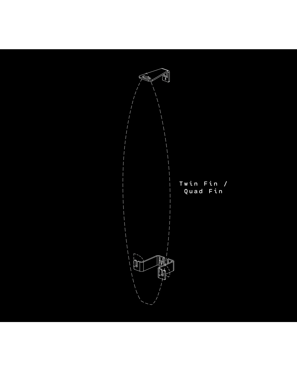 Ghost Racks Vertical Surfboard Wall Display Rack - Twin Fin or Quad Fin drawing inverted