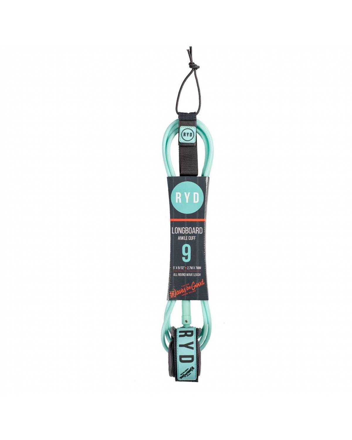 9ft Longboard Ankle 7mm - Aqua/Grey