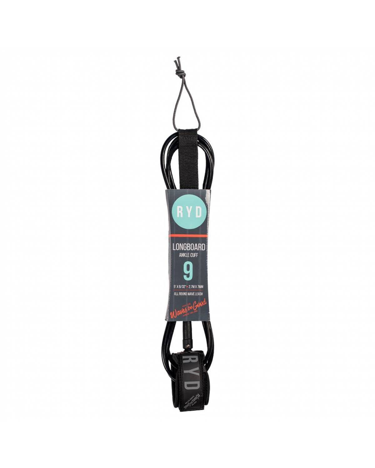 9ft Longboard Ankle 7mm - Black