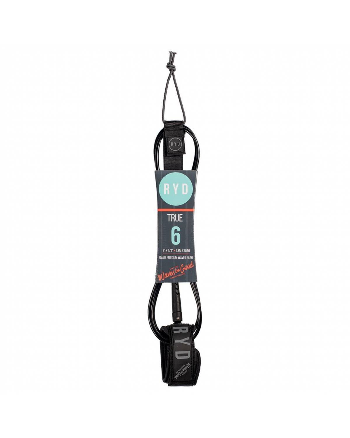 RYD 6ft True 6mm Surf Leash - Black