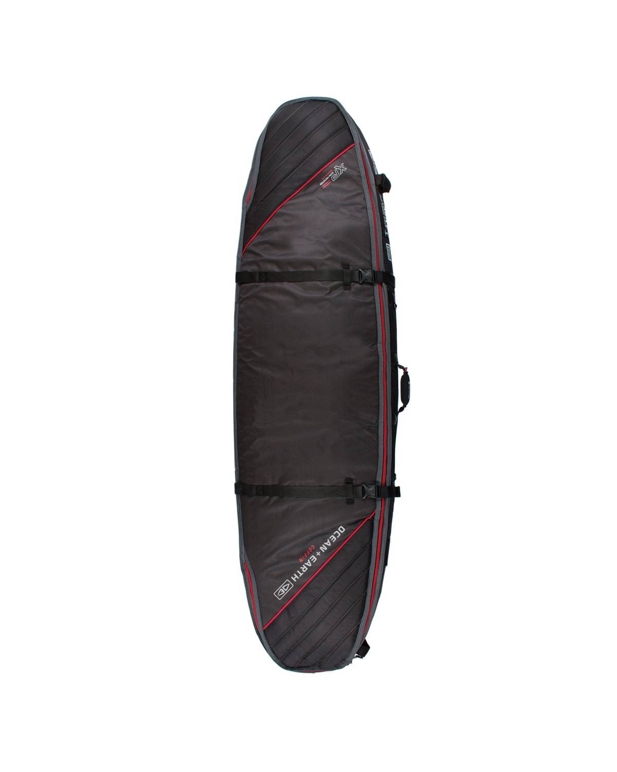Double Coffin Shortboard Cover - Black/Red / 8'0"