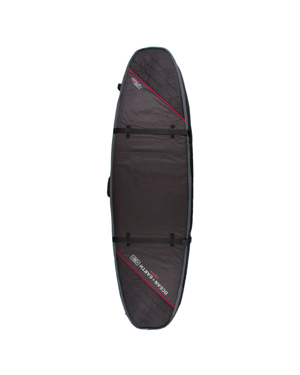 TRIPLE COFFIN SHORTBOARD COVER - BLACK/RED / 8'0"