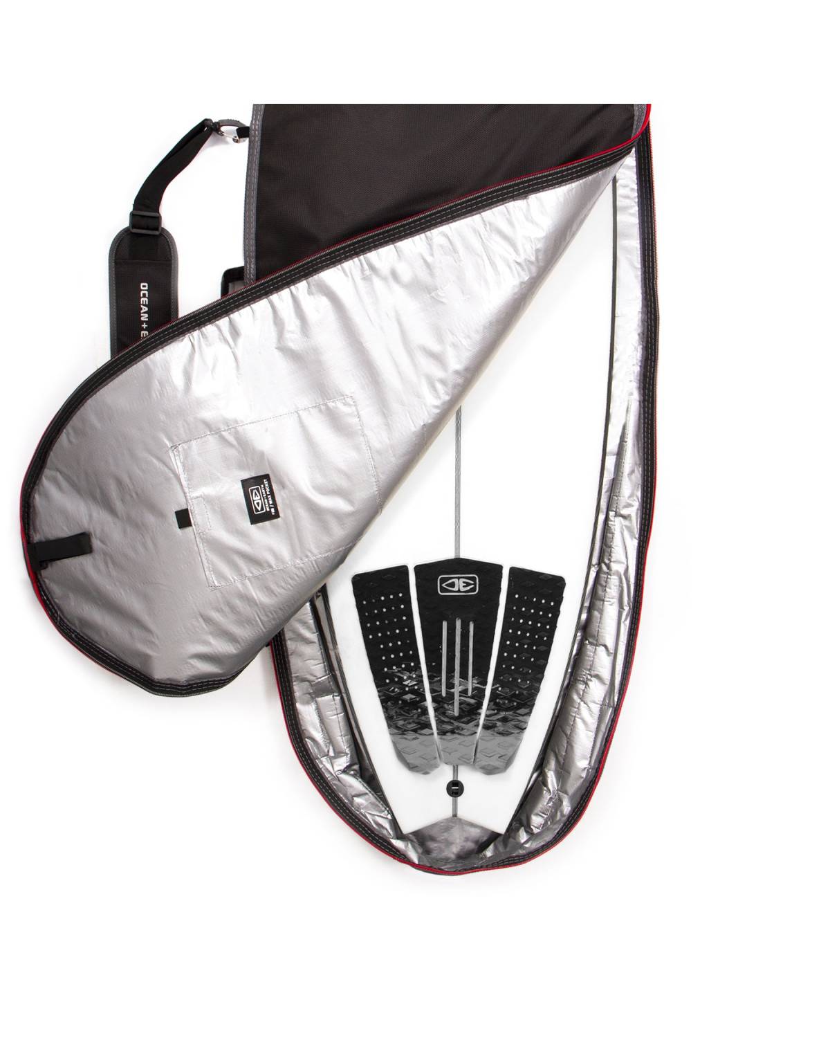Compact Day Shortboard Cover - Black/Red / 5'8"