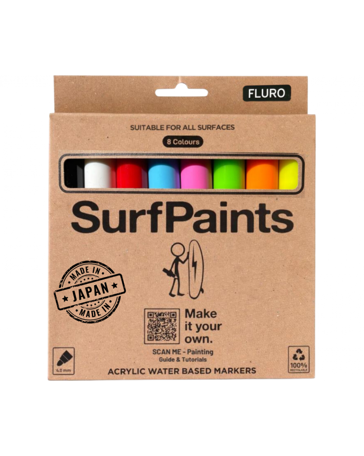 Fluro Acrylic Paint Pens - 4mm Durable Bullet Nibs for All Surfaces – Premium Japanese Quality