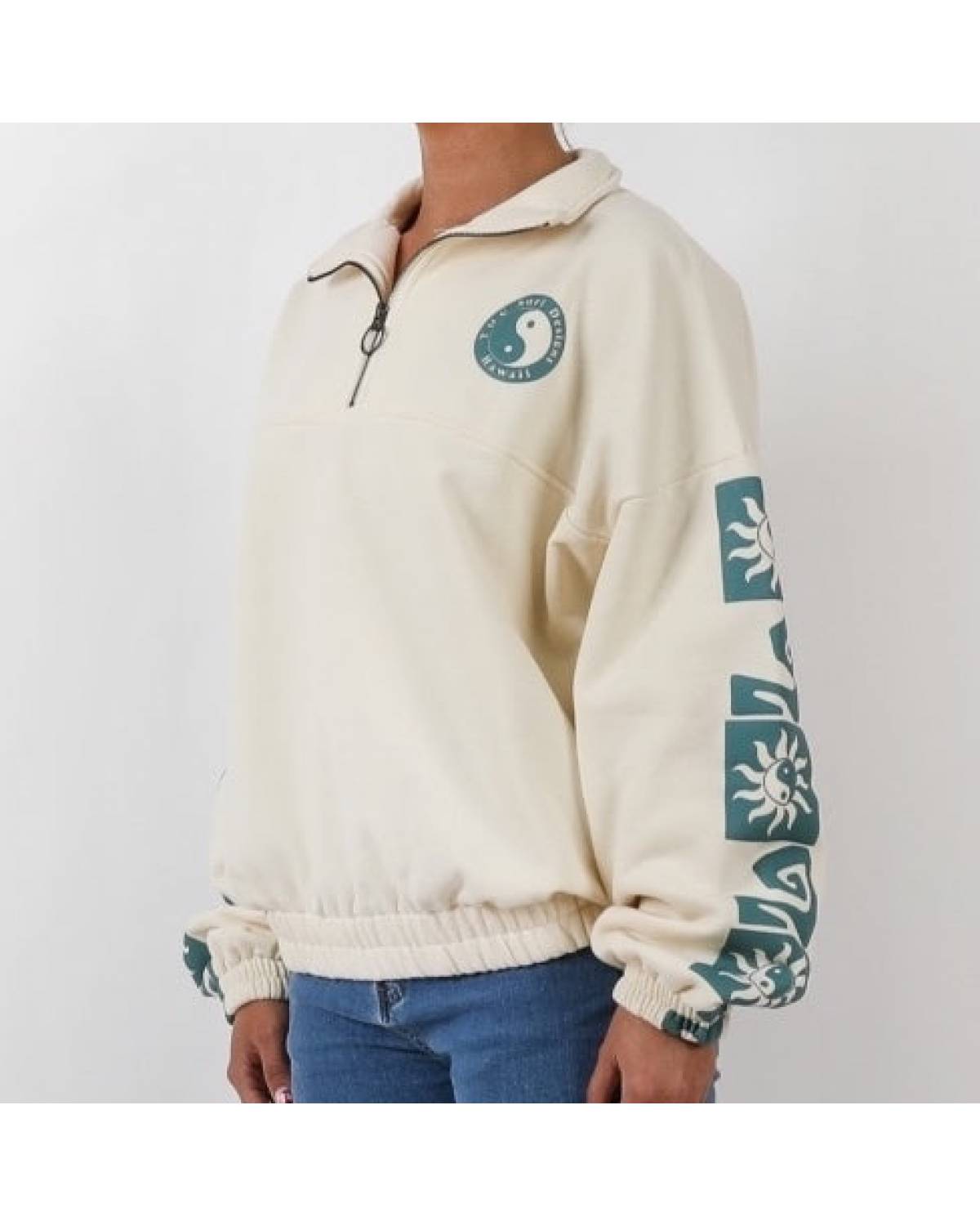 Retro Sun Half Zip Fleece - Snow