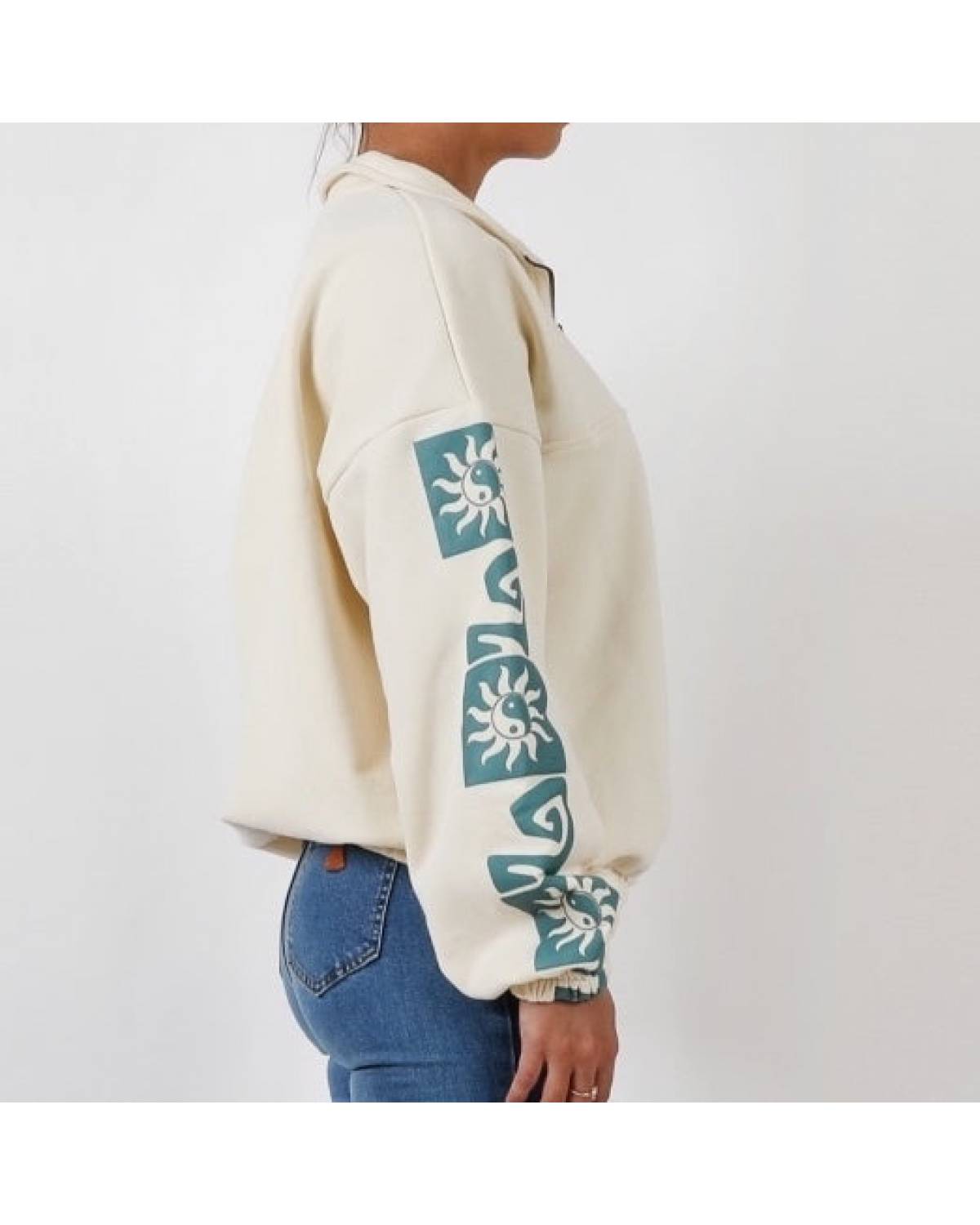 Retro Sun Half Zip Fleece - Snow