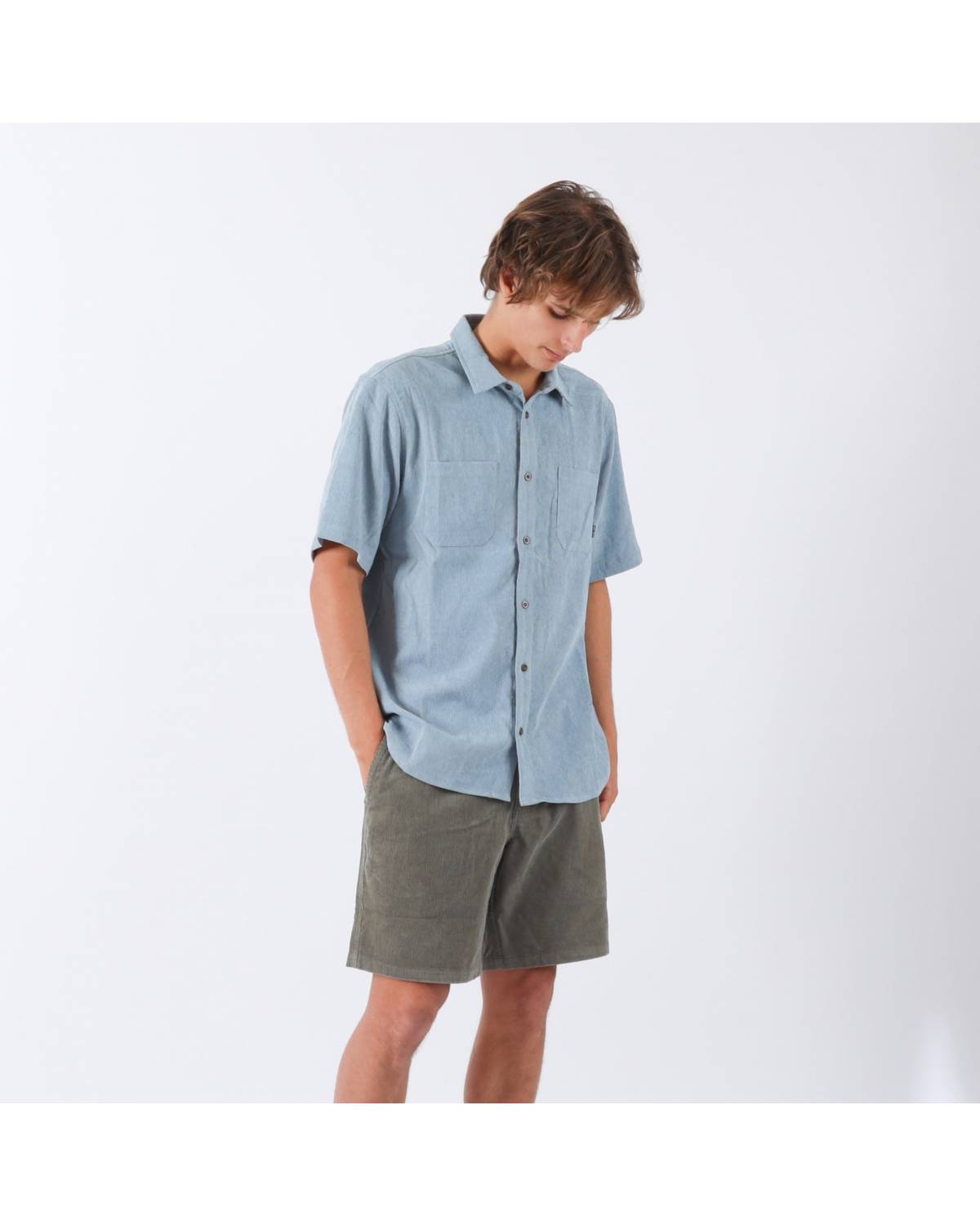 Lifestyle view of Whaler Cord S/S Shirt