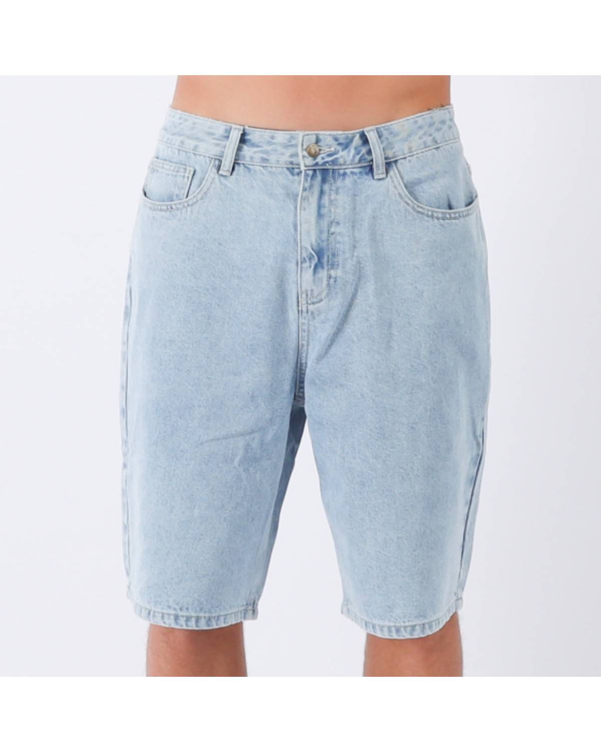 Front view of denim shorts