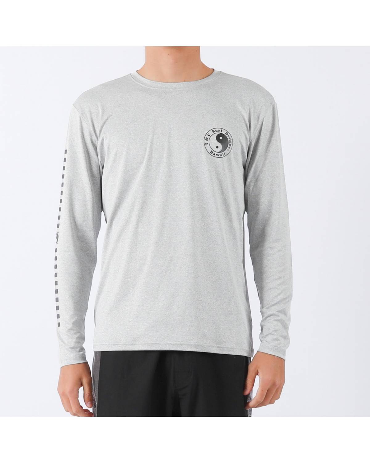 Checker L/S Surf Tee UPF 50+ - Lt Grey Heather