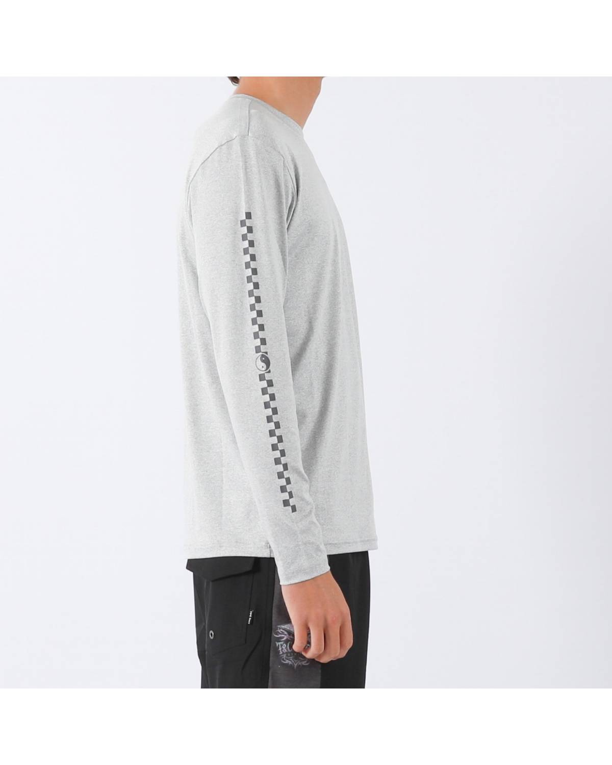 Checker L/S Surf Tee UPF 50+ - Lt Grey Heather