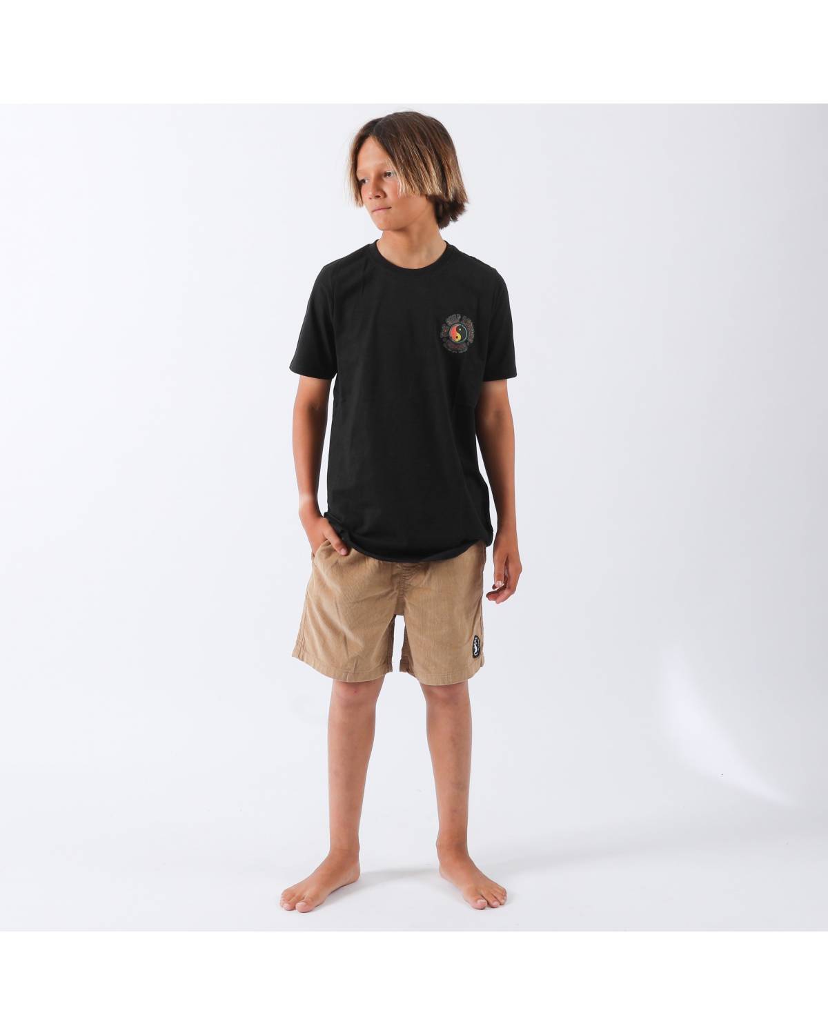 Model wearing shorts