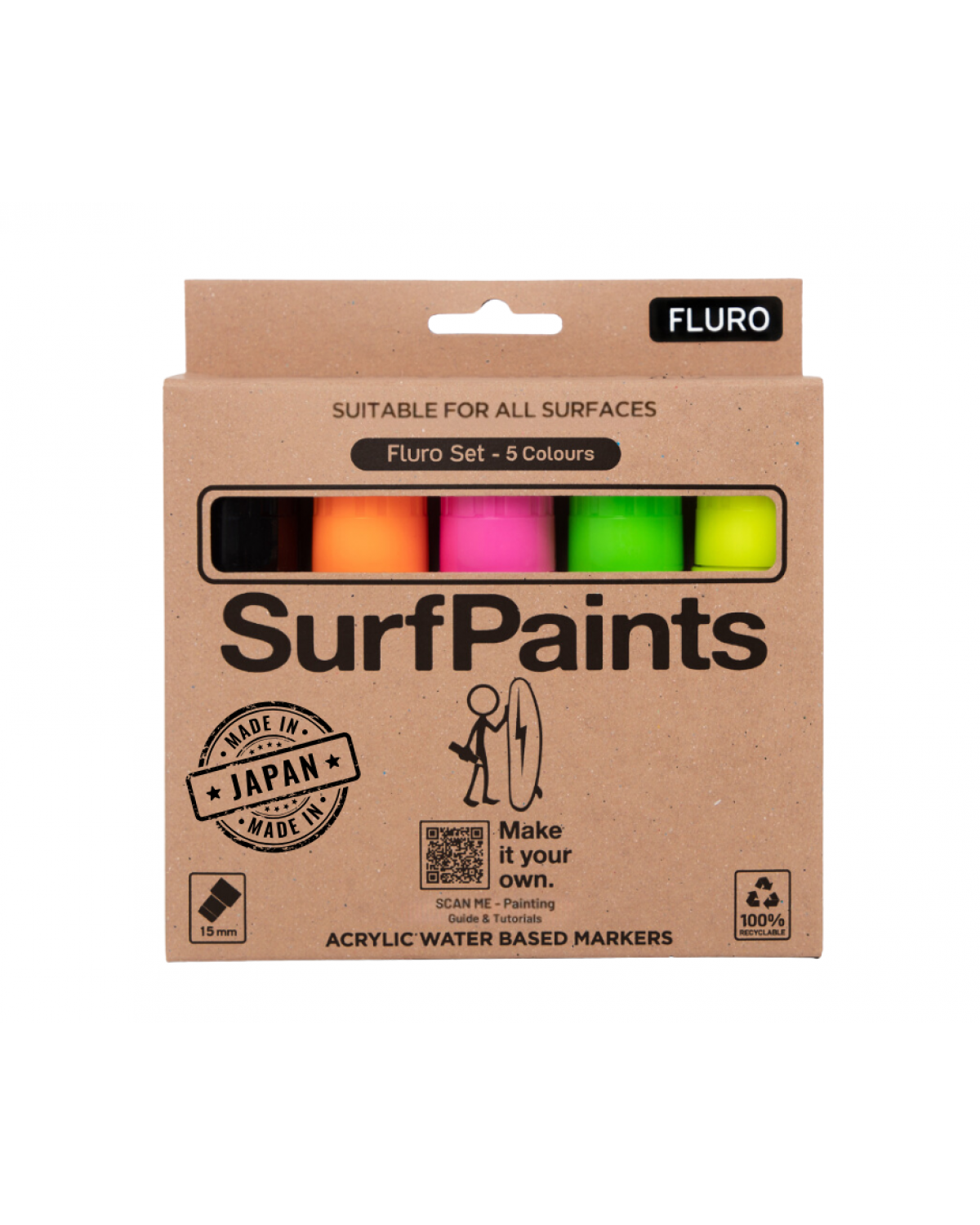 Fluro Acrylic Paint Pens - 15mm Durable Wide Nibs for All Surfaces – Premium Japanese Quality