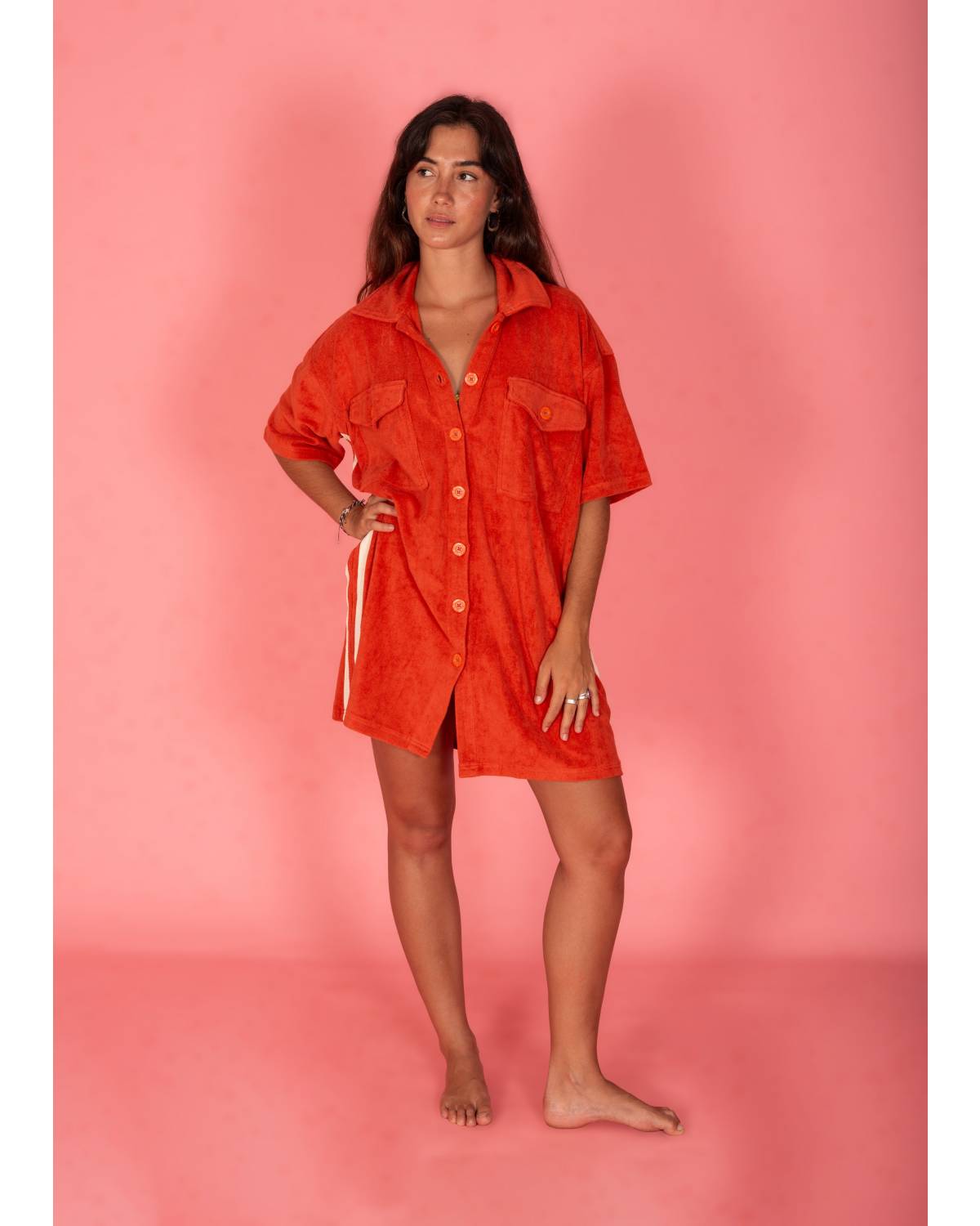Model wearing Après Surf Dress