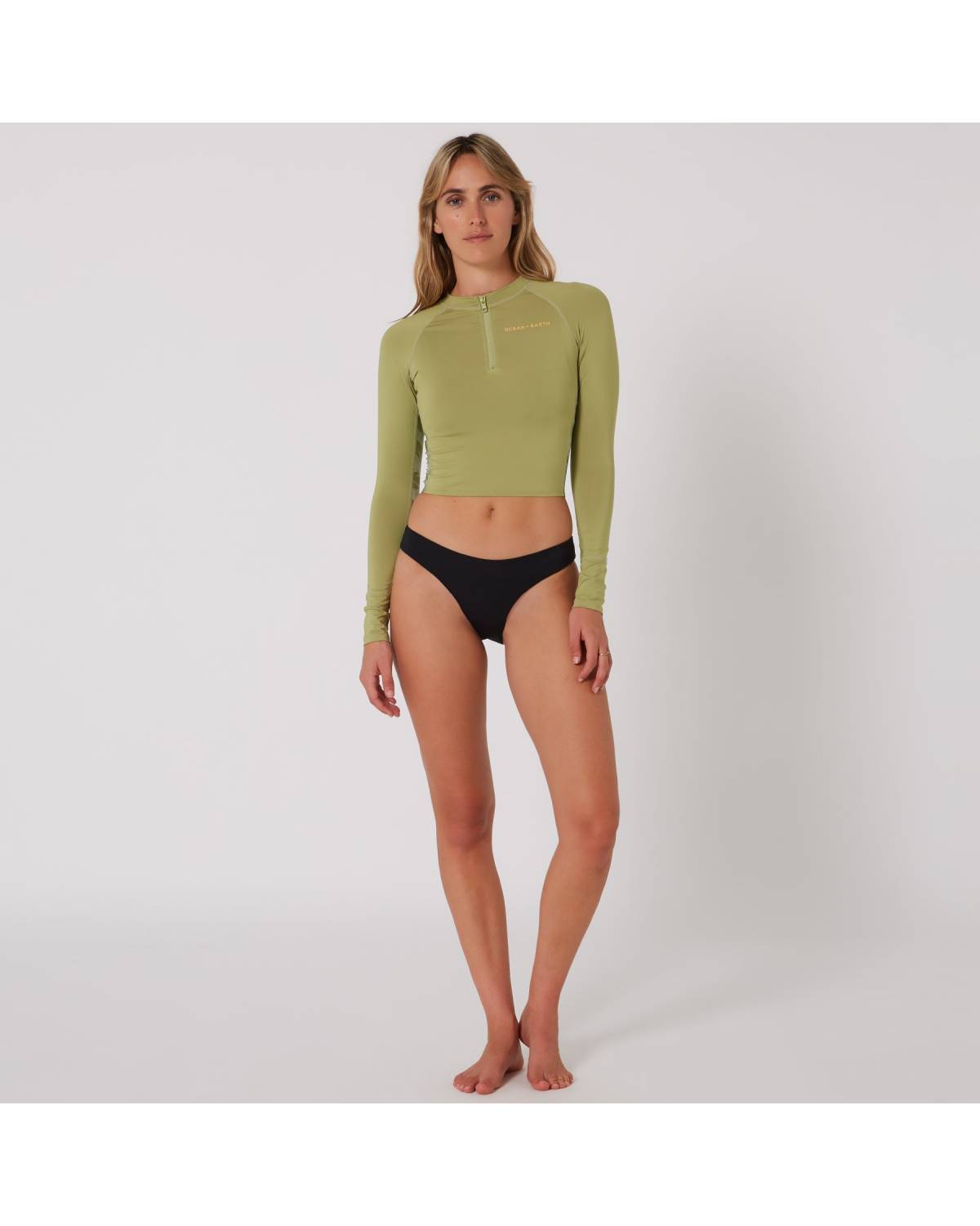 Olive long sleeve crop vest