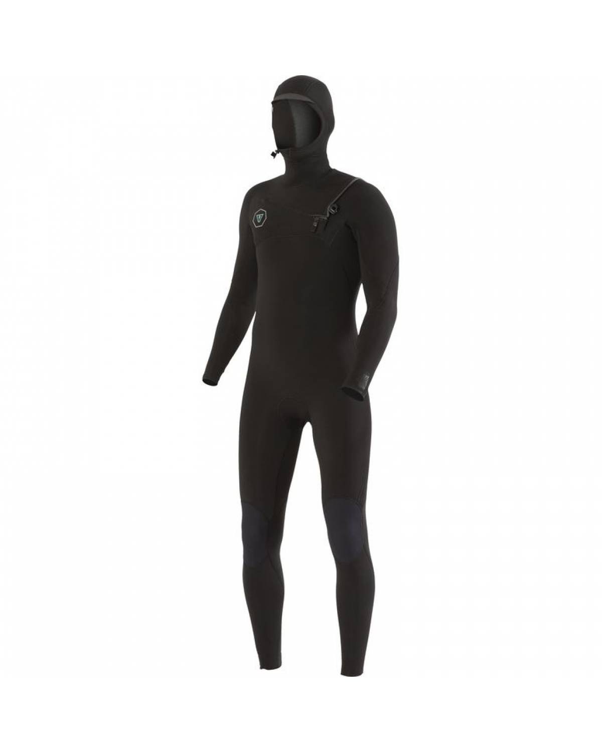 Vissla 7 Seas 5/4 Hooded Chest Zip Men's Wetsuit Steamer - Black - Front