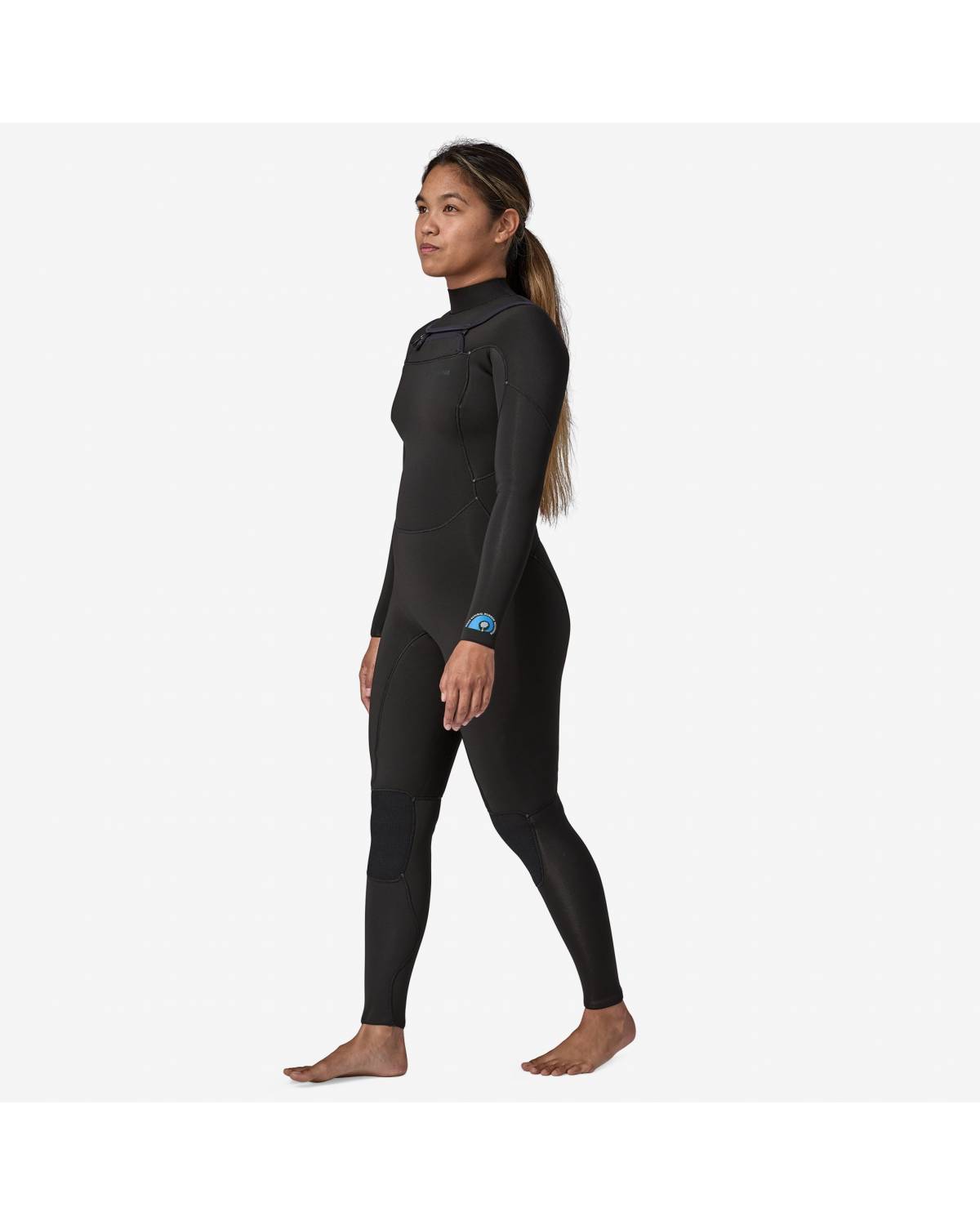 Back view of model in wetsuit