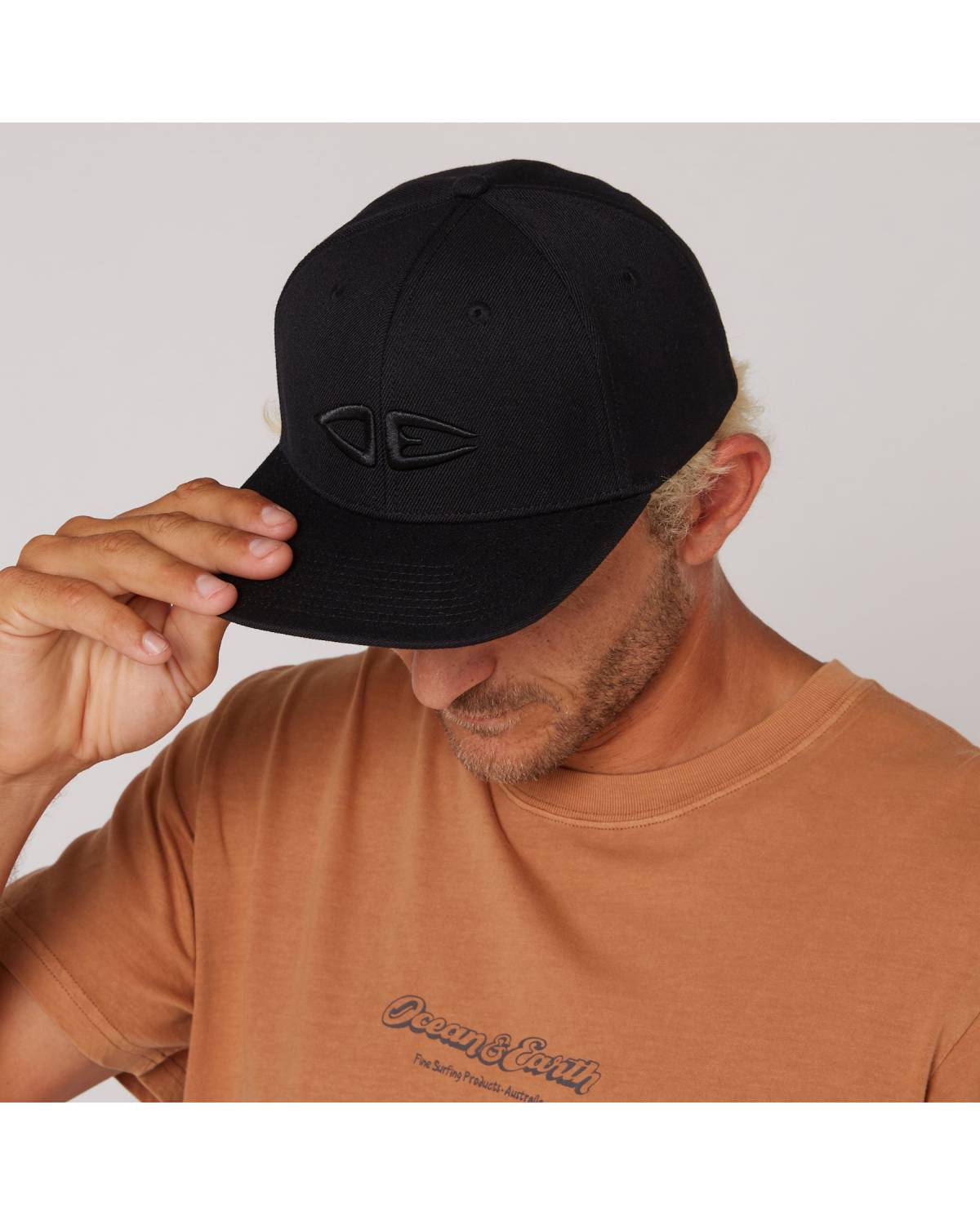 Black cap worn close-up