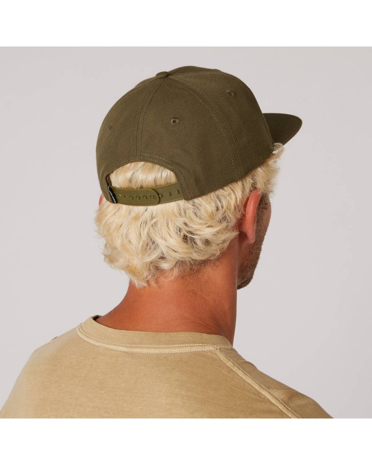 Olive cap worn front