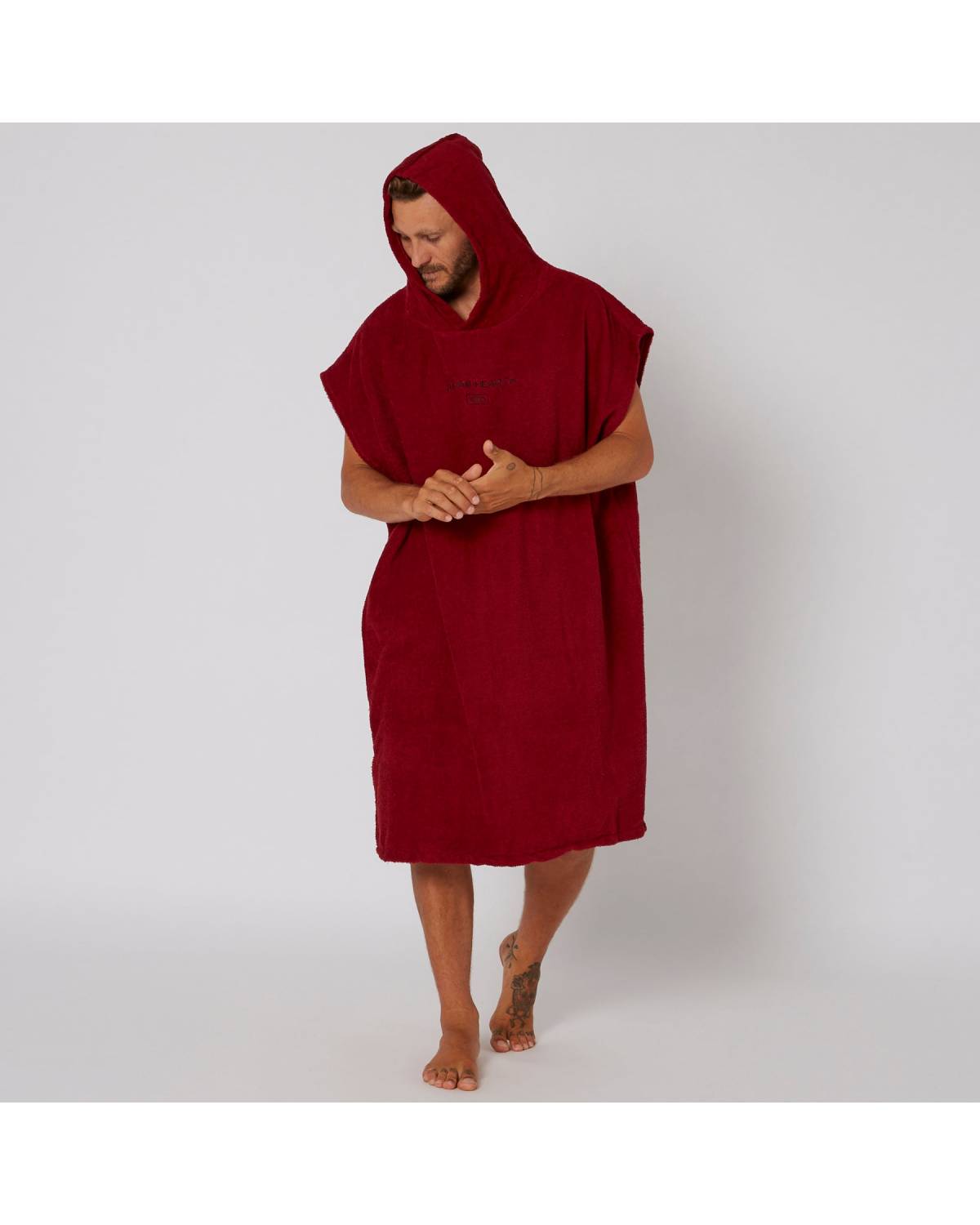Mens Terry Hooded Poncho - Blood Red