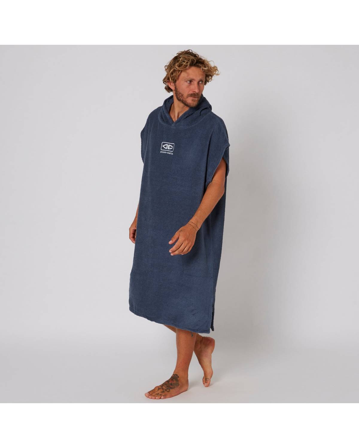 Mens Terry Hooded Poncho - Navy
