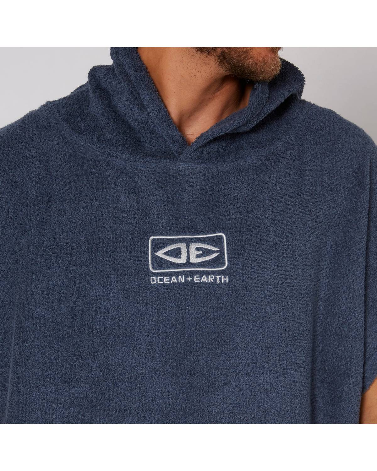 Mens Terry Hooded Poncho - Navy