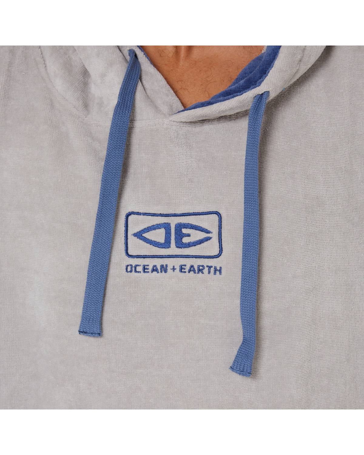Mens Daybreak Hooded Poncho Light Grey Back View